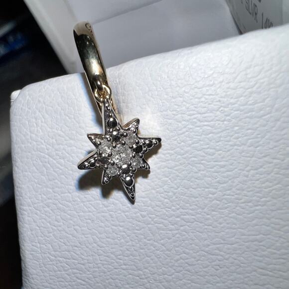 EFFY ENY 14K Goldplated SS & 0.09 TCW Diamond North Star Drop Earrings NWT - Picture 6 of 10